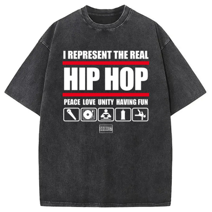 Tokyocanvas I Represent Real Hip-hop Washed T-Shirt