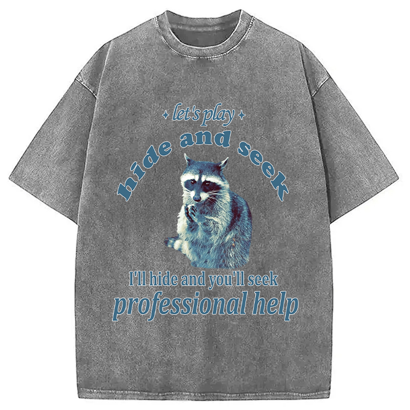 Tokyocanvas Let's Play Hide and Seek Raccoon Washed T-Shirt