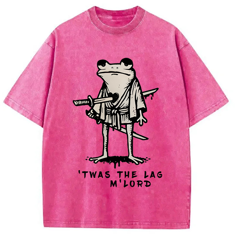 Tokyocanvas Funny Frog Samurai Washed T-Shirt
