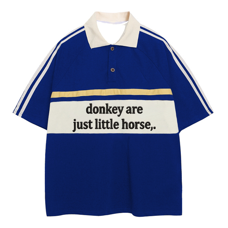 Tokyocanvas Donkey Are Jsut Little Horse Polo Embroidered T-Shirt