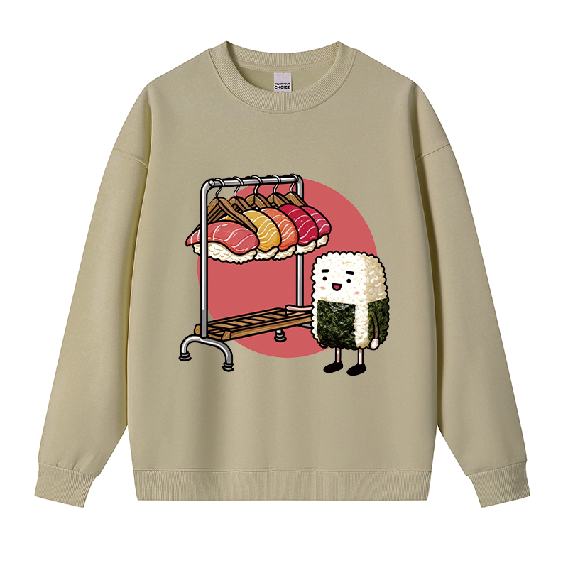 Tokyocanvas Sushi Choosing A Hat Fleece Lined Sweatshirt