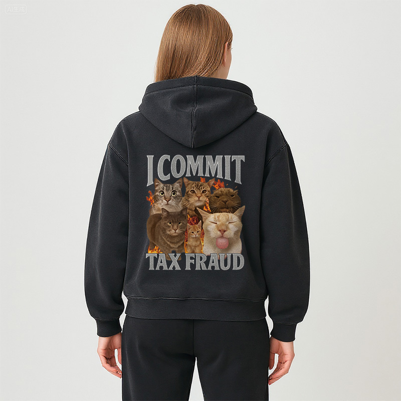 Tokyocanvas I Commit Tax Fraud Washed Zip Hoodie