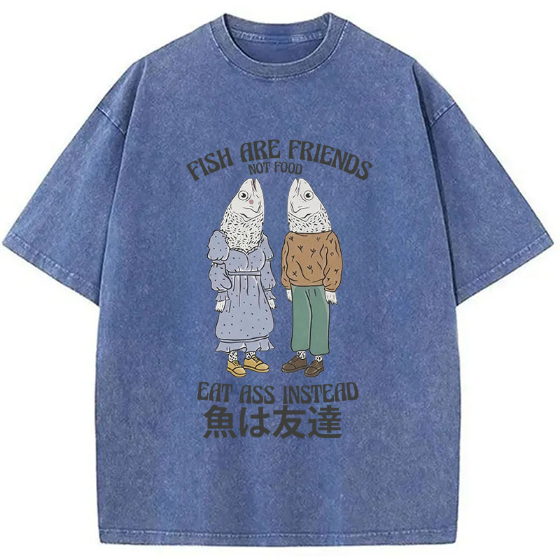 Tokyocanvas Fish Are Friends Not Food Washed T-Shirt