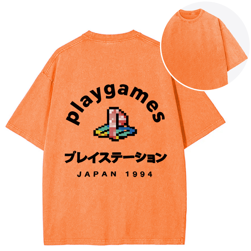 Tokyocanvas Play Games Japan Back Washed T-Shirt
