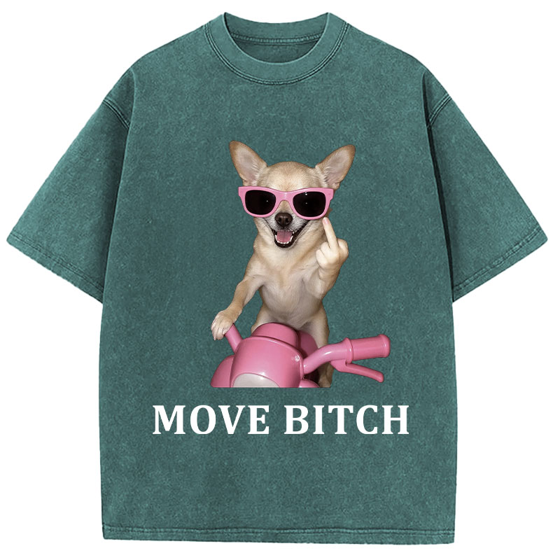 Tokyocanvas Move! Cute Chihuahua Washed T-Shirt