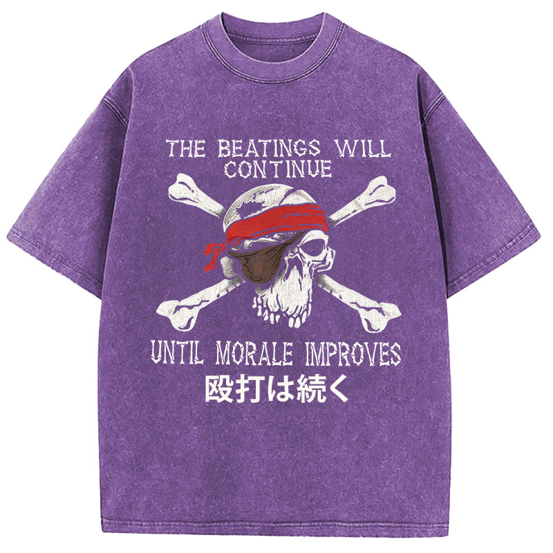 Tokyocanvas Beatings Will Continue Pirate Washed T-Shirt