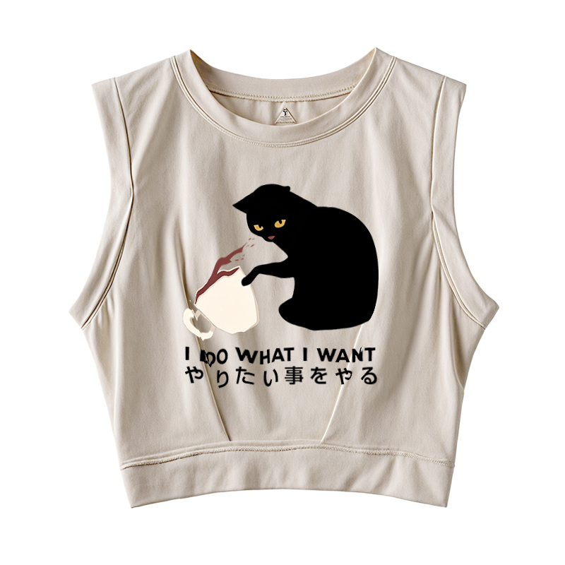 Tokyocanvas Tsundere Cat Funny Sleeveless Crop Top