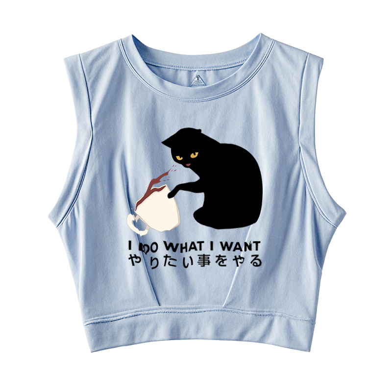 Tokyocanvas Tsundere Cat Funny Sleeveless Crop Top