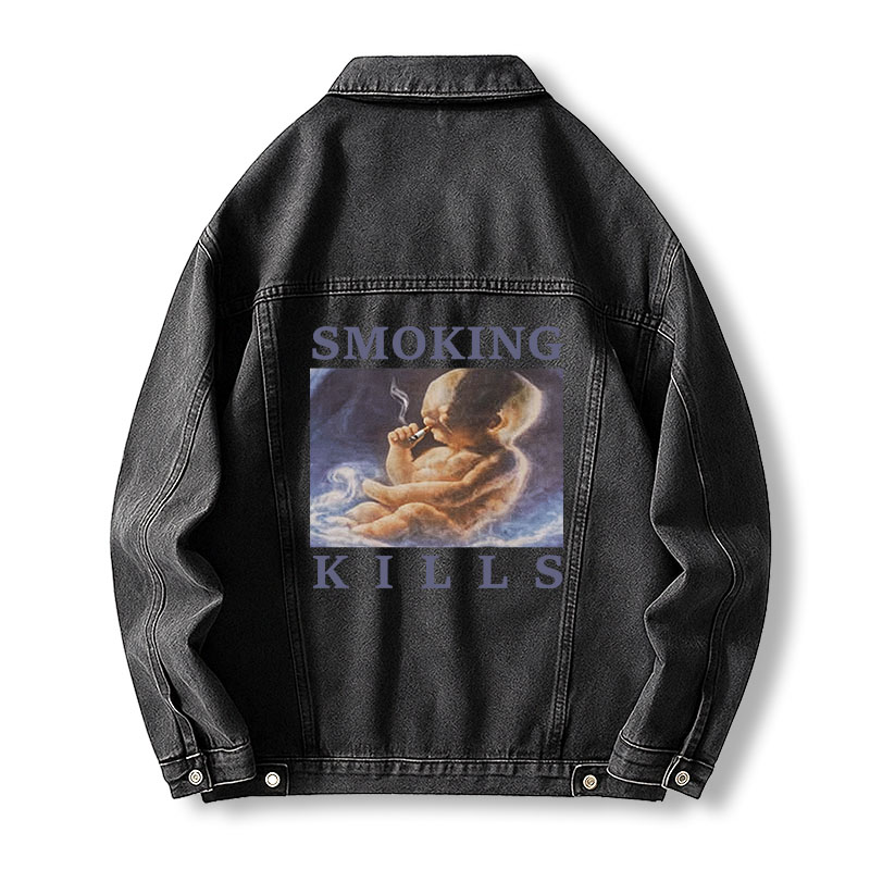 Tokyocanvas Smoking Kills Cigarette Addict Baby Jean Jackets