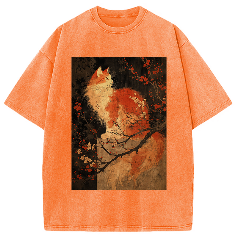 Tokyocanvas Japan Cat Washed T-Shirt