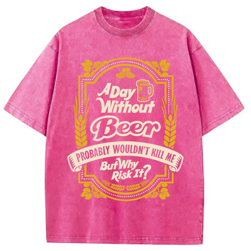 Tokyocanvas A Day Without Beer? Washed T-Shirt