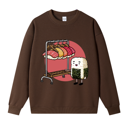 Tokyocanvas Sushi Choosing A Hat Fleece Lined Sweatshirt