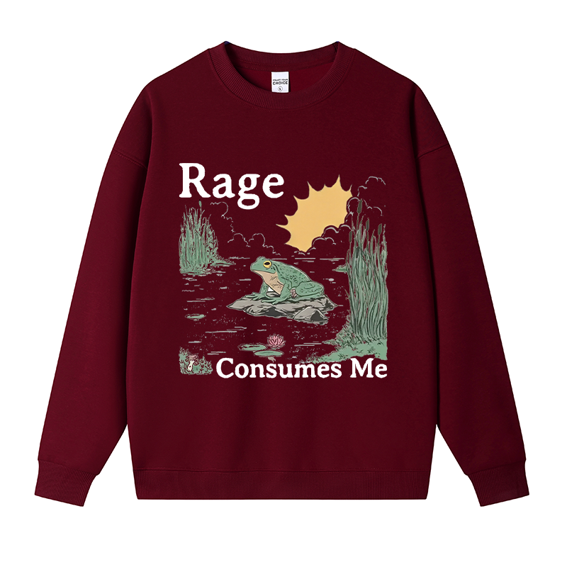Tokyocanvas Rage Consumes Me Frog Pond Fleece Lined Sweatshirt