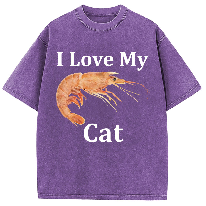 Tokyocanvas I Heart My Cat (Shrimp)  Washed T-Shirt