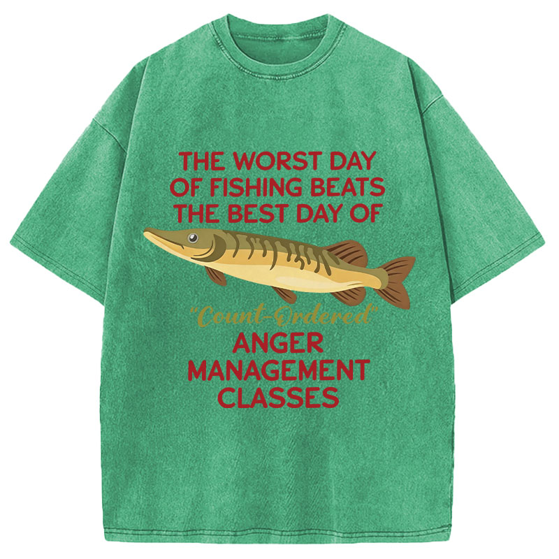 Tokyocanvas	 The Worst Day Of Fishing Beats DTG Printing Washed T-Shirt