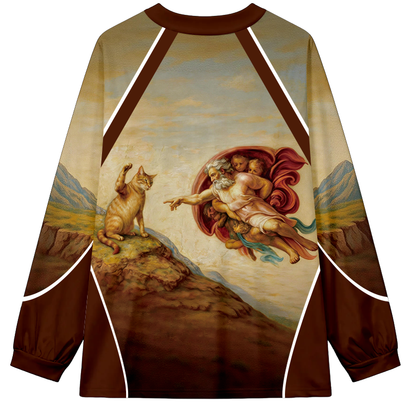 Tokyocanvas The Creation of Orange Cat Long Sleeve Graphic Print T-Shirt