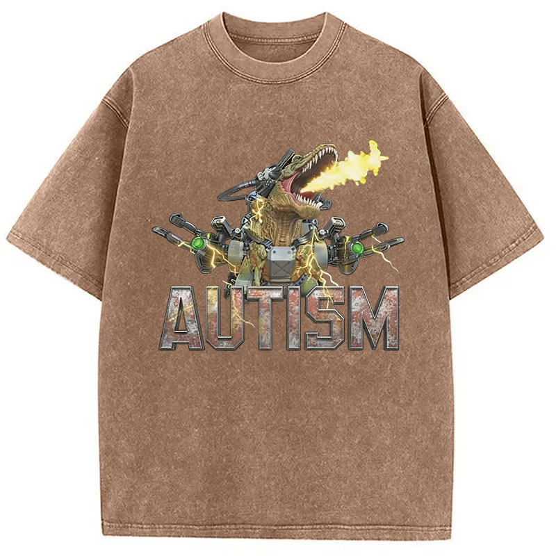 Tokyocanvas Autism Dinosaur Washed T-Shirt