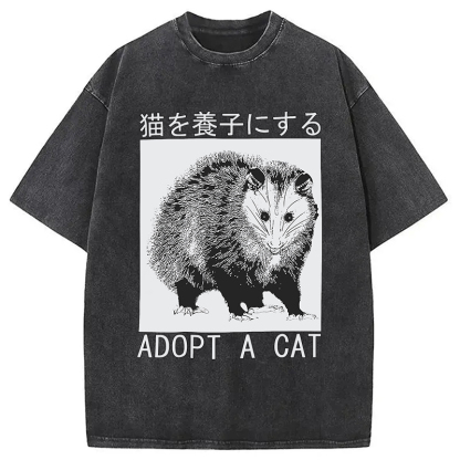 Tokyocanvas Adopt a Cat Japanese Washed T-Shirt