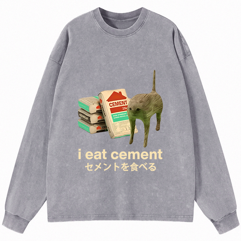 Tokyocanvas I Eat Cement Long Sleeve Washed T-Shirt