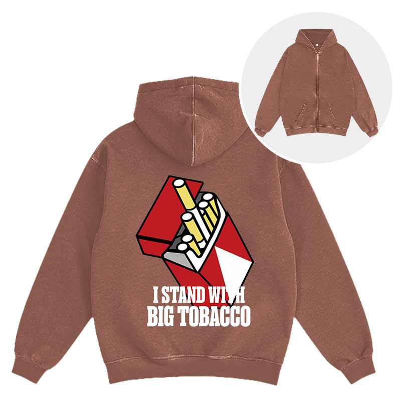Tokyocanvas I Stand with Big Tobacco Washed Zip Hoodie