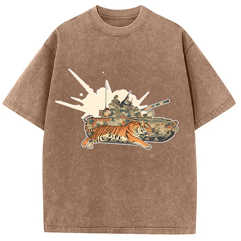 Tokyocanvas Tiger and Chariot Washed T-Shirt