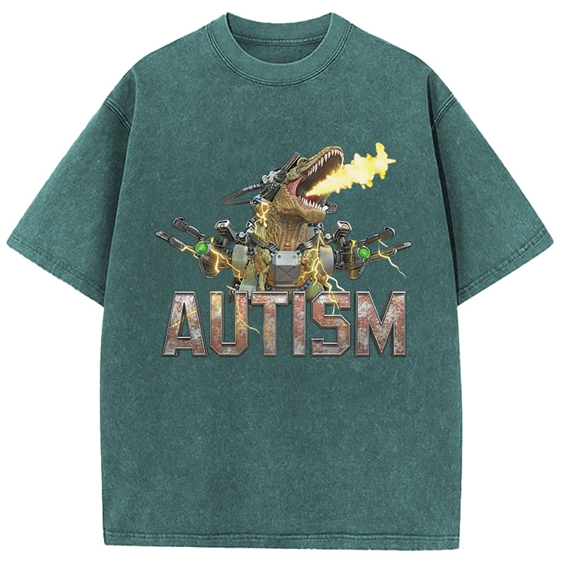 Tokyocanvas Autism Dinosaur Washed T-Shirt