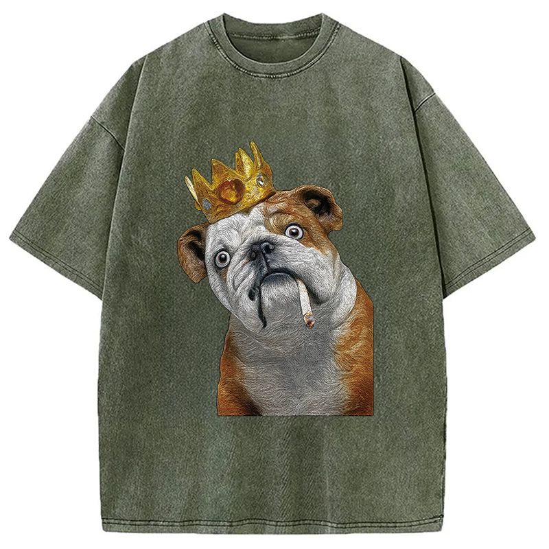 Tokyocanvas King Dog Smoking Washed T-Shirt