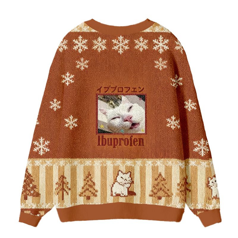 Tokyocanvas Ibuprofen Meme Cat Ugly Cardigan Sweatshirt