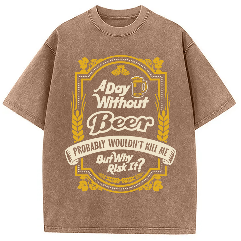 Tokyocanvas A Day Without Beer? Washed T-Shirt