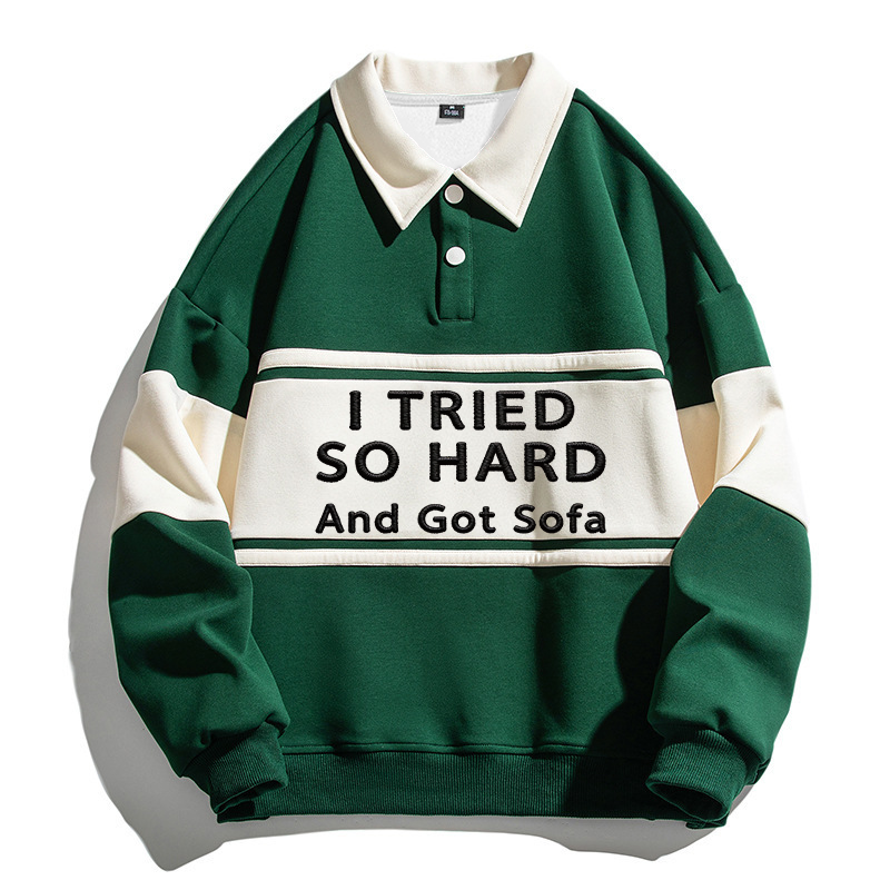Tokyocanvas I Tried So Hard And Got Sofa Polo Embroidered Sweatshirt