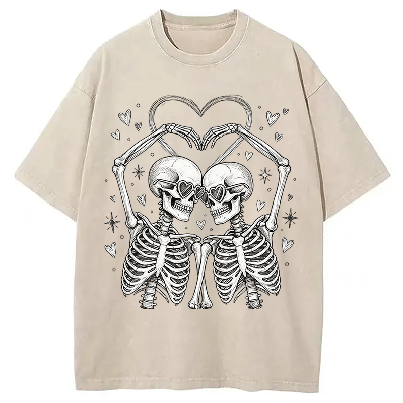 Tokyocanvas Skeleton Valentine Washed T-Shirt