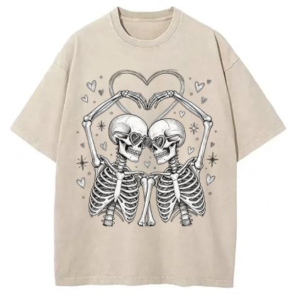 Tokyocanvas Skeleton Valentine Washed T-Shirt