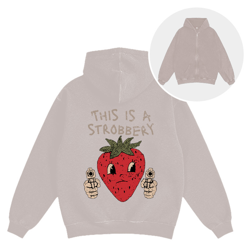 Tokyocanvas This is a Strawberry Washed Zip Hoodie