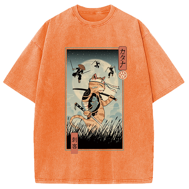 Tokyocanvas Catana the Last Warrior Ukiyo-e Washed T-Shirt