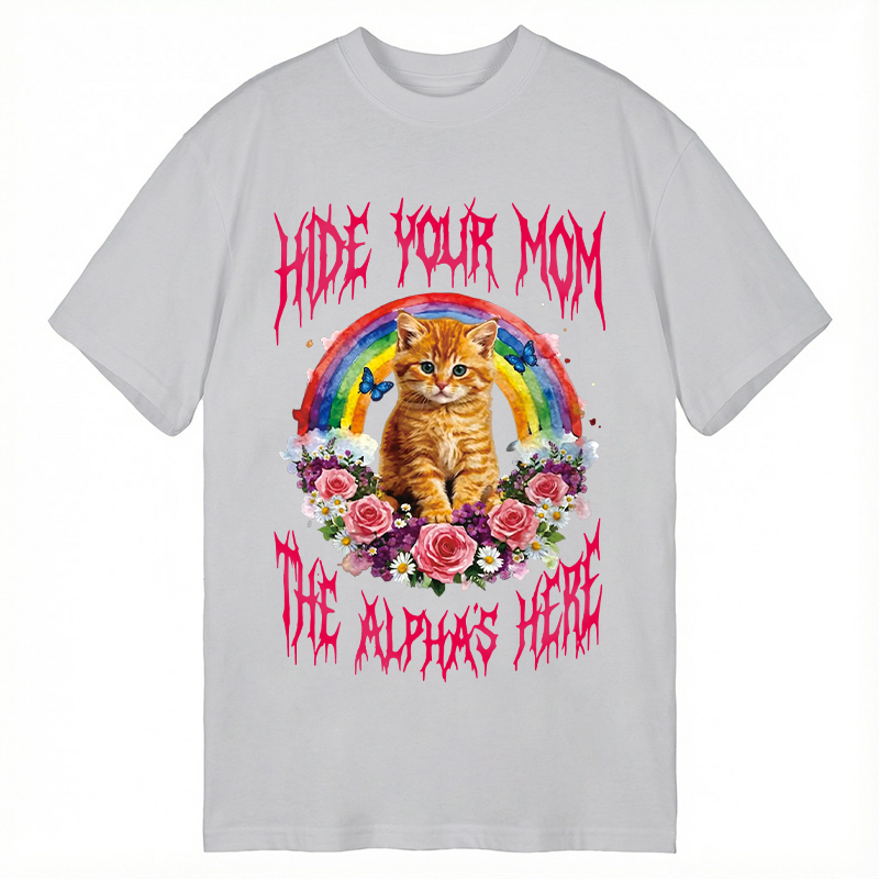 Tokyocanvas Hide Your Mom The Alpha Is Here Funny Cat Meme Classic T-Shirt