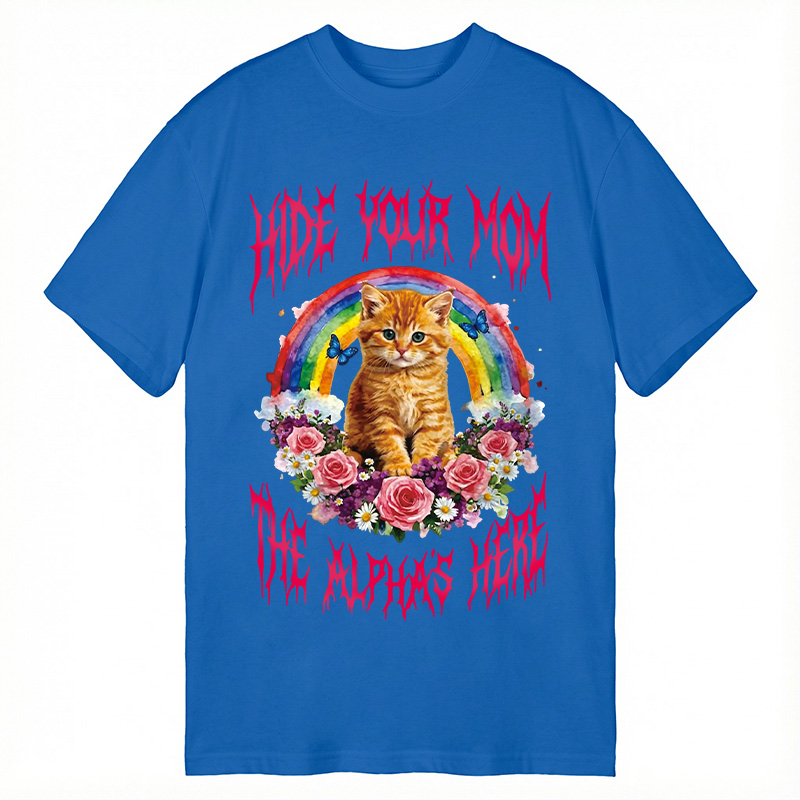 Tokyocanvas Hide Your Mom The Alpha Is Here Funny Cat Meme Classic T-Shirt