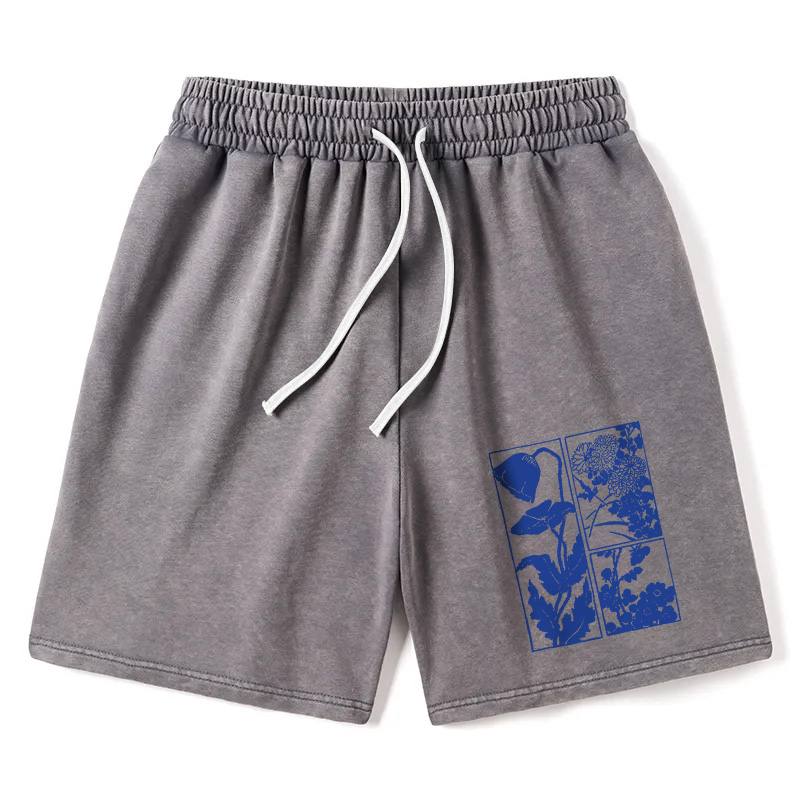 Tokyocanvas Woodcut Flowers Washed Short