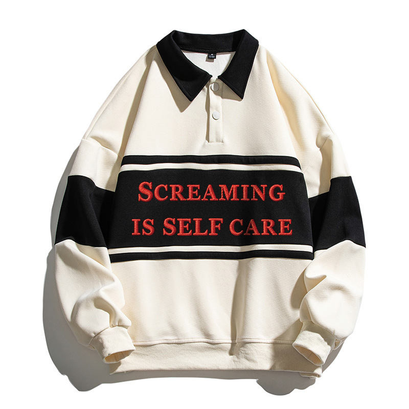 Tokyocanvas Screaming Is Self Care Polo Embroidered Sweatshirt