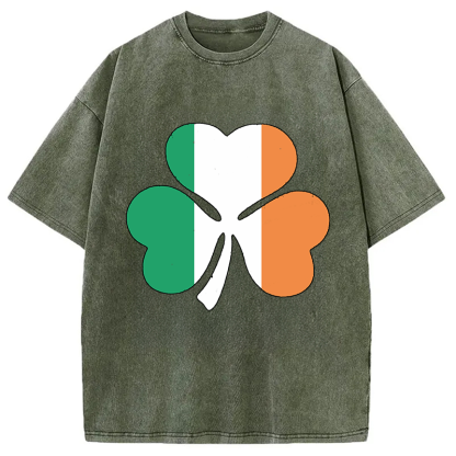 Tokyocanvas Irish Flag Shamrock Washed T-Shirt