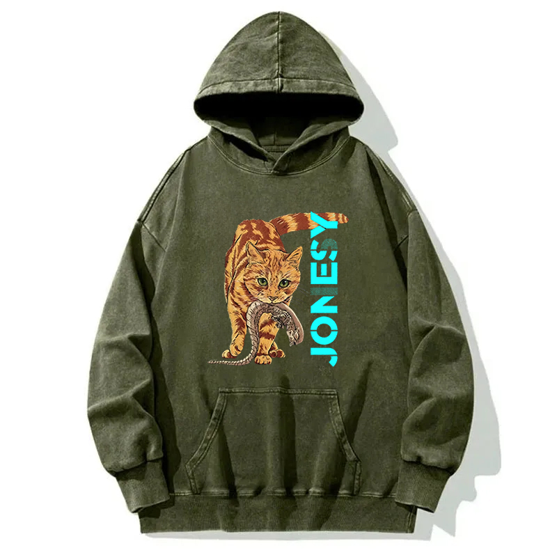Tokyocanvas Cat Cames In Silence Washed Hoodie