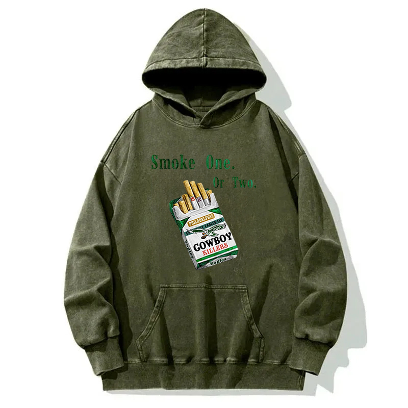Tokyocanvas Smoke One or Two KIllers Philadelphia Eagles Washed Hoodie