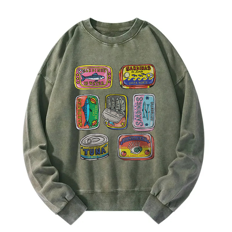 Tokyocanvas Sardines Canned Washed Sweatshirt