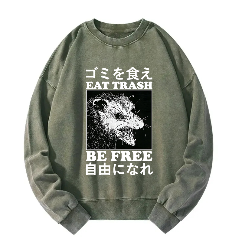 Tokyocanvas Eat Trash Be Free Washed Sweatshirt