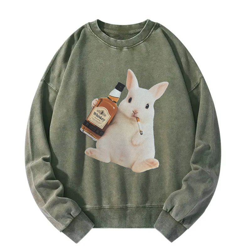 Tokyocanvas Smoking Rabbit Washed Sweatshirt
