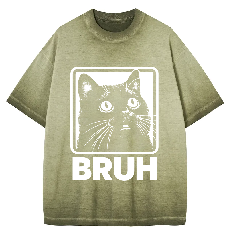 Tokyocanvas BRUH Cat Gradient Washed T-Shirt