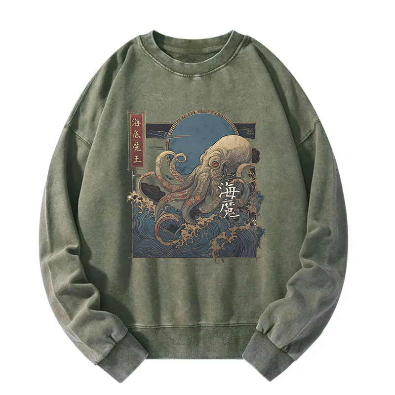 Tokyocanvas Kraken Ukiyo-e Washed Sweatshirt