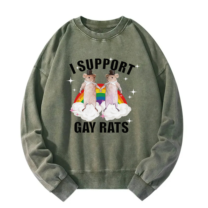 Tokyocanvas Support Gay Rats Washed Sweatshirt