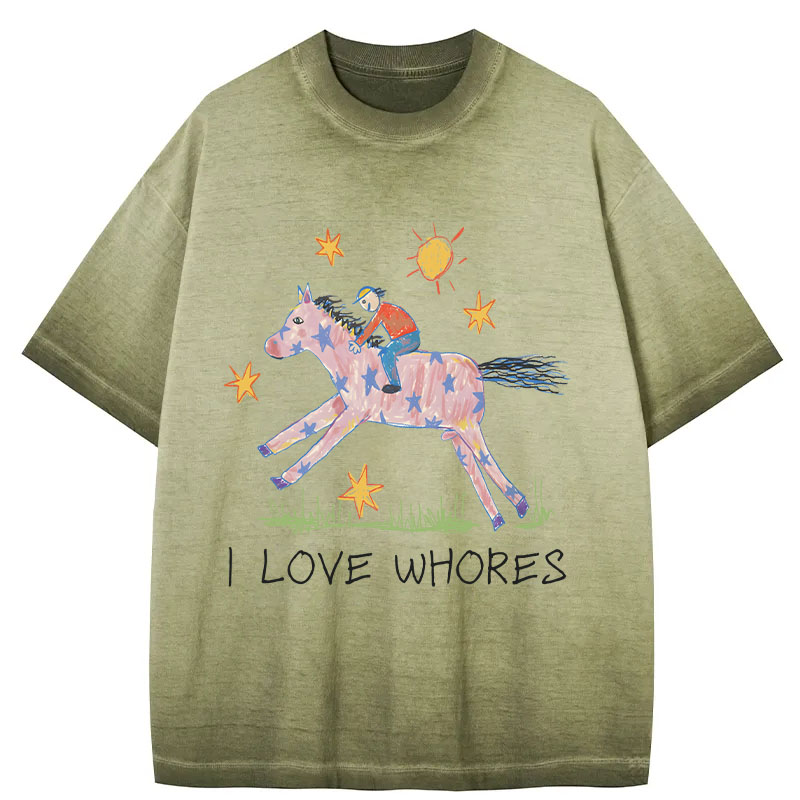 Tokyocanvas I Love Whores Gradient Washed T-Shirt