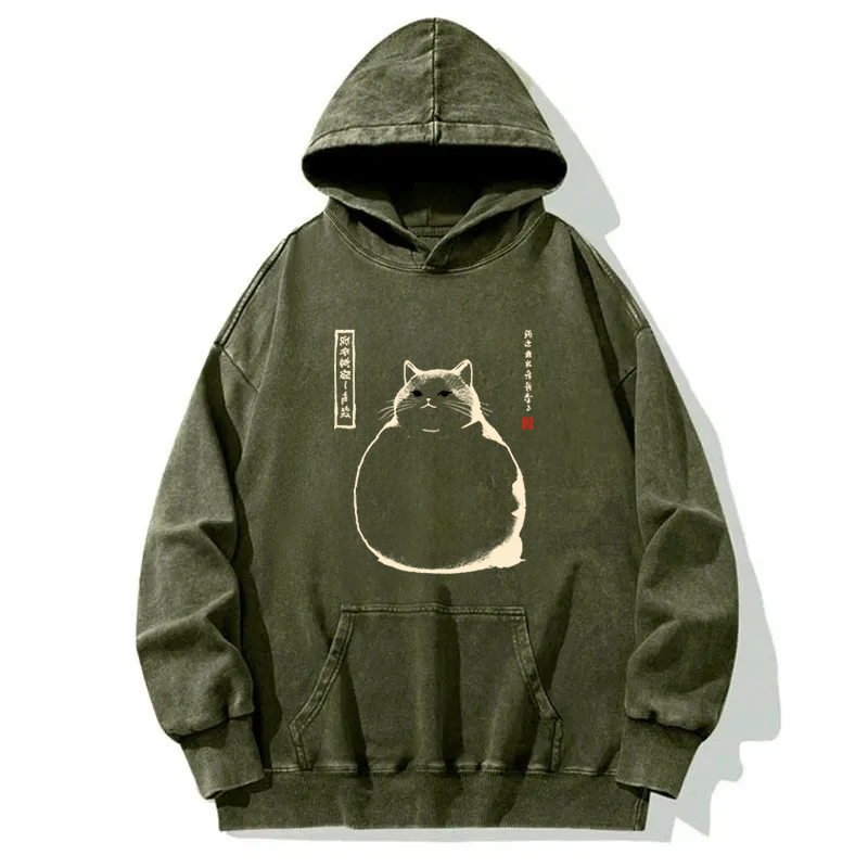 Tokyocanvas Matsumoto Hoji Cat Washed Hoodie