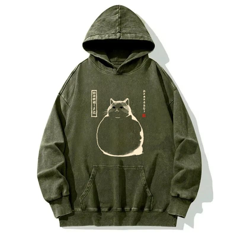 Tokyocanvas Matsumoto Hoji Cat Washed Hoodie
